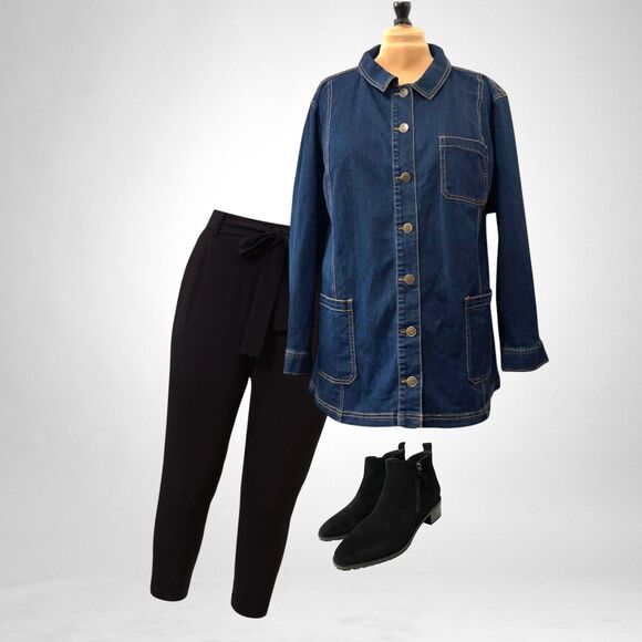 CATHERINES Women's Plus Size Blue Stretch Denim Jacket SIZE 4X - Picture 4 of 8